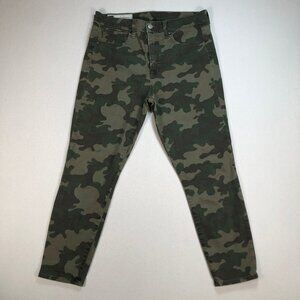 Gap Pants Women's 32x25 Green True Skinny Ankle High‎ Rise Tapered Olive Camo